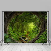 Lofaris Green Forest Path Wonderland Sunny Spring Backdrop